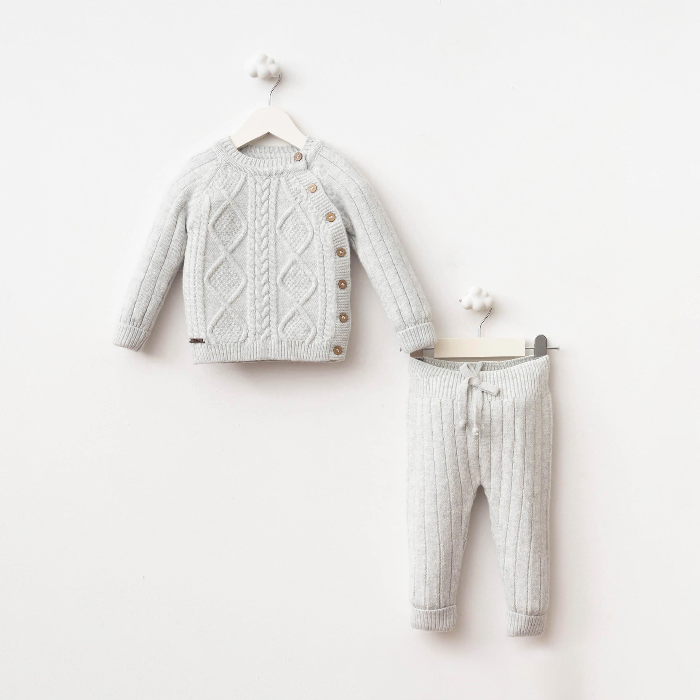 Cable Knit Baby Set – Ivory Cream (2-Piece Outfit)
